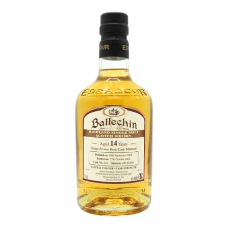 Ballechin 2008 14 ans Grand Arome Rhum Cask Matured - Whisky des Highlands 61%
