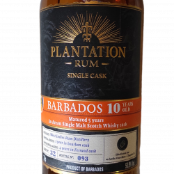 Plantation Barbados 10 ans  Arran Finish - Photo Etiquette - Single Cask - 50,9%